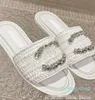 Paris Luxury Women's Sandals Charm Anti slip Vacation Beach Open Toe Flat Shoes 2C Channel Water Diamond Woven Brand Shoes Casual Fashion Slippers Designer Shoes