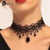 Colliers vintage classique gothique tatouage lacet chauffeur pour femmes en cristal noir collier coullaces coullaces boho bijoux de Noël cadeau