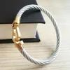 Bracelet Punk Rock Style Men Women Wrist strap Horseshoe Knot Cable Stainless Steel Wire Rope Braided Bangle Couple Gift Jewelry 240423