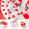 Strands Valentine's Day Red Plaid Wooden Beads Round Heart Spacer Bead for DIY Custom Valentine's day Decor Bracelets Accessories