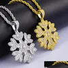 Colliers pendants AZ Hip Hop Copper Snowflake Iced pour les femmes Men Rock Collier Long Chain Accessoires Drop Livraison DHDPW