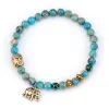 Strängar Hot Sale 6mm Natural Stone Buddha Elephant Tibetan Beads Elastic Armband Handgjorda bästa vänner Armbandsmycken