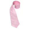 Bow Ties Pink Solid Floral Mens Necktie Luxury 8.5cm Wide Silk Wedding Tie Pocket Square Cufflink Set Brooch Gift For Men Hi-Tie Designer