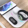 Chargers RGB Wireless Charger Dock 4 in 1 oplaadstation voor Apple AirPods iPhone 13 14 15 Galaxy S23 Ultra Galaxy Watch 6 5 4 3 Buds