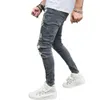 MUSI HIP Hop Speckle Ink Stretch Holes Skinny Mencil jeans eleganti pantaloni di denim in cotone casual strappato per abiti da uomo 240417