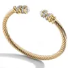 Sieraden mode armband dames geweven stalen touw ingelegd met Haoshi staals staal 18K gouden open armband7053337