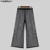 Men's Pants Men Party Clubwear Trousers INCERUN 2024 American Style Fashionable Sexy Glittering Fabric See-through Thin Long S-5XL