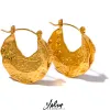 Kolczyki Yhpup Nowy stal nierdzewna 18k złoty kolor geometryczny Niezwykłe kolczyki Huggie Oświadczenie stereoskopowe wodoodporne stylowe biżuterię