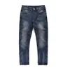 Moling Fushen New Jeans for Men's Blue Washed Spliced Large M Graffiti Trendy Personalized Long Pants 427878