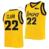 Custom 22 Caitlin Clark Jersey Iowa Hawkeyes Women College Basketball Maglie da basket Men Kidies Black White Yellow Any Name Message US BFPJ