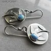 Boucles d'oreilles Bohemien Boucles d'oreilles en pierre bleu ovale en cime