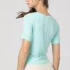 Ll yoga camicia corta a maniche corte veloce a secco traspirante t-shirt coltivato da donna che corre il giubbotto per estate elasticità all'aperto elastico a ghiottoncini abbinati