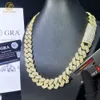 Diamond Pass Tester 18k Gold Plated 925 Silver Hip Hop Iced Out Moissanite Women Thick Necklace Miami Cuban Link Chain Men