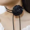 Halsketten romantische Satin Rose für Nacken Schnüre -up Champagnerblüten Seil Halskette Halskette Verstellbare koreanische Y2K Schmuck Halskette Accessoires