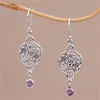 Pieno lampadario Eleganti orecchini geometrici a foglia di fiori per donne regali di gioielli in pietra viola in argento vintage H240423
