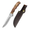 Outdoor Military Tactical Knife for Men High Hardness Survival Self Defense Portable Knife Hunting and Fishing Pear Wood Handle