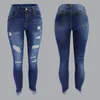 Jeans pour femmes 2024 Automne Fashion Ripped for Women Stretch Stretch Irregular Denim Pantal