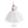 Summer Girl White Princess Dress Colorful Tulle Prom Baptism Wedding Kids Party Dresses for Girls Formal Bridemaids Gown