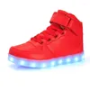 Chaussures décontractées USB RECHARAGEMBLE LUMINENTS HOMMES ET FEMMENTS LED LED LEIL HIGHT-TOP LESTRES'S FOLM'S 2024