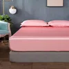Satin Rayon Fitted Sheet High-End Mattress Cover Solid Color Bedsheet Elastic Band Twin Full Queen King Bed Sheet 240411