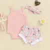 Ensembles de vêtements nés bébé fille de Pâques tenues lettre imprimé sans manches shorts robets BOISSEU