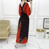 Plażowy elegancki elegancki retro bohemian narodowy vneck elastyczna talia duża huśtawka drukowana letnia spódnica kobieta Mid Dress Ubrania 240419