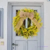 Fleurs décoratives C63E Couronne de feuilles jaunes artificielles Spring pour les fermes de porte d'entrée jardin