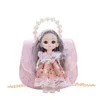 Girls pearls chain princess handbags kids Barbie doll applique single shoulder bags children sequins lace embroidery crossbody bag Z7831
