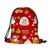 Drawstring Merry Christmas Printed Bags Backpack Candy Gift Bag Bundle Pocket