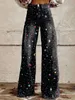 Women's Jeans Fashionable Daisy Womens Jeans High Waisted Wide Leg Pants Loose Womens Thin Imitation Jeans Wide Leg Y240422