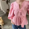 Женские блузки Imcute Women Short Pufk Dlice Debydoll Tie Tie Front Обратимая топы блузки для майки летние рюши y2k