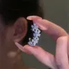 Kolczyki luksusowe błyszczące kryształowy klip z kości kwiatowej bez przeszywających mankietów uszy klipsy dla kobiet klipsy ślubne