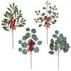 Flores decorativas eucalipto jugo rojo rama fruta plástica planta verde planta de la sala de estar simulación flor falsa