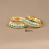 Earrings 2PCS Stainless Steel Minimal Huggie Hoop Earring for Women Tiny Dainty Turquoise CZ Small Circle Earring Piercing Jewelry aretes