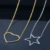 Halsketten Sie Weier Edelstahlkette Choker Neckless für Frauen Herzstern runde Anhänger Halskette koreanische Halskette Frauen Schmuck Schmuck