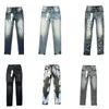 Mens jeans paarse ontwerper voor broek borduurwerk quilten gescheurde tren vintage pant vouw slanke mager mode druppel levering kleding doek dhzuo