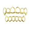 Grills Gold Plated 18k Full Hollow Tiger Teeth Hip Hop Teeth Set for Men and Women Vampire Teeth Halloween Accessories