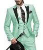 Costume pour hommes Suit 3 pièces Purple Slim Fit Business Leisure Banquet de mariage Bridesman Set Veste Veste avec pantalon