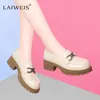 Dress Shoes Brand Designer Women's Loafers Genuine Thick Sole Metal Buckle Retro Luxury Waterproof Travel Casual For Women