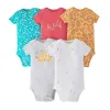 One-Pieces Newborn Summer Short Sleeve Triangle Coat Cute Boys Girls Baby Five Pieces Combination Set Climbing Suit Newborn Clothes