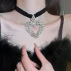Necklaces Sparkle Large Crystal Pendant Heart Necklace For Women Black Velvet Choker Necklaces Valentine's Gift luxury designer jewelry