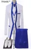 White Royal Blue Rim Stage Clothing for Men Suit Set Mens Wedding Suits Costume Groom Tuxedo Formal JacketpantsVesttie7097653