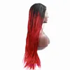 Hot selling braid wig style synthetic fiber dirty hand rubbed fine gradient red headband