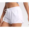 Lulumon Shorts 2024 Summer Anti Glare Running Training Outdoor Shorts Double Layered Fake Twe Piece Yoga Fitness Pants for Women