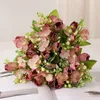 Fleurs décoratives Magnolia Bouquet artificiel 30 cm de longueur 10 têtes de soie fausse pour la cérémonie de mariage Vase de table de décoration intérieure