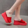 Slippare Red White Wedge Heels Womens Sandals Platform Wedges Shoes Ladies Summer Beach High H240423