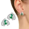 Dangle Kronleuchter zarte Frauen Ohrringe Green Stone Stud für Mode Silber Farbe Eingelegtes kubisches Zirkonia Hochzeit Schmuck H240423