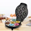 Cihazlar 110/240V Elektrik Donuts Maker 7hole 1200W Elektrik Grill Donut Maker Yapışmaz Mutfak Cihazı E/ABD Fiş Ev Kullanımı