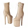 Stiefel 2024 Frauen Winterplattform Knöchel Schnürung Stiletto Heels runden Zehen Erstaunliche Gold Red Black Party Schuhe und US-Größe 4-10.5