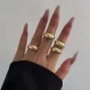 Design Jewelry Niche Trendy with Geometric Curved Surface Joint Ring Exaggerated Opening Set